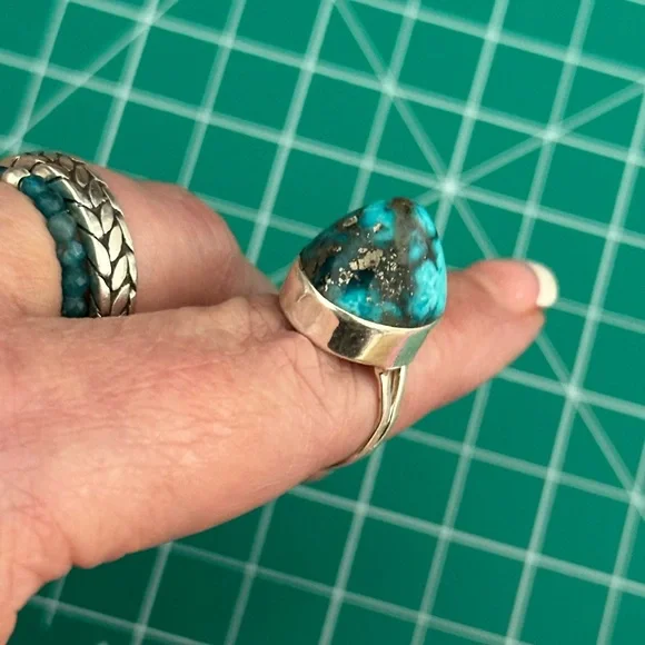 Egyptian turquoise sterling silver ring